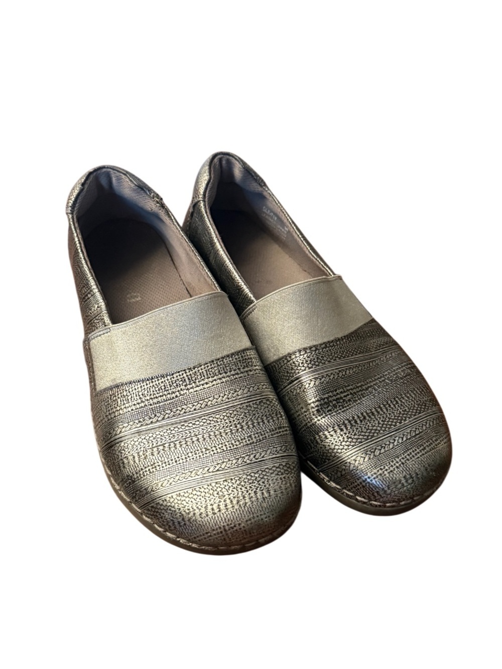 Algeria Glee Metallic Silver Women's Slip-On Comfort Loafers - Size 8
